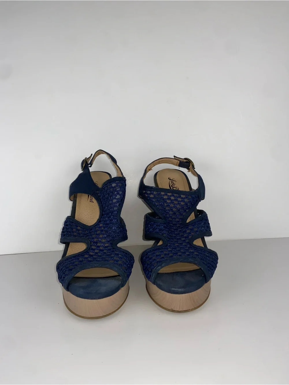 Navy Woven Slingback Wedge Sandals Lucky Brand Size 8